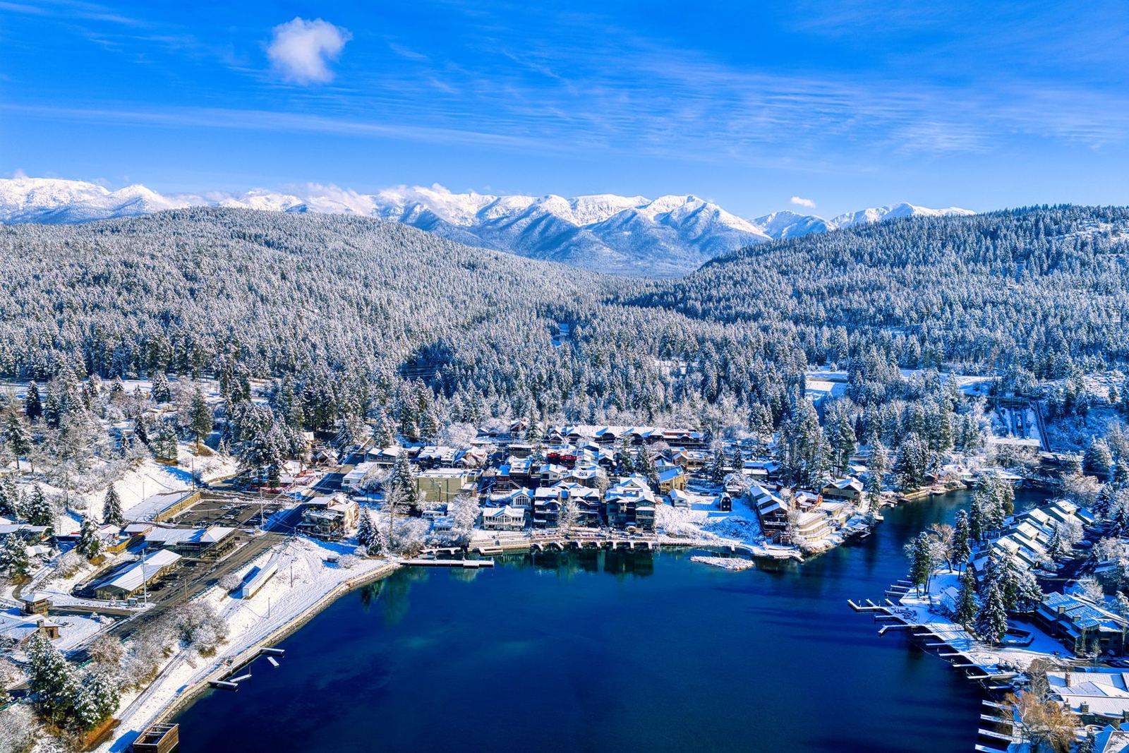 Bigfork Bay on Flathead Lake in winter