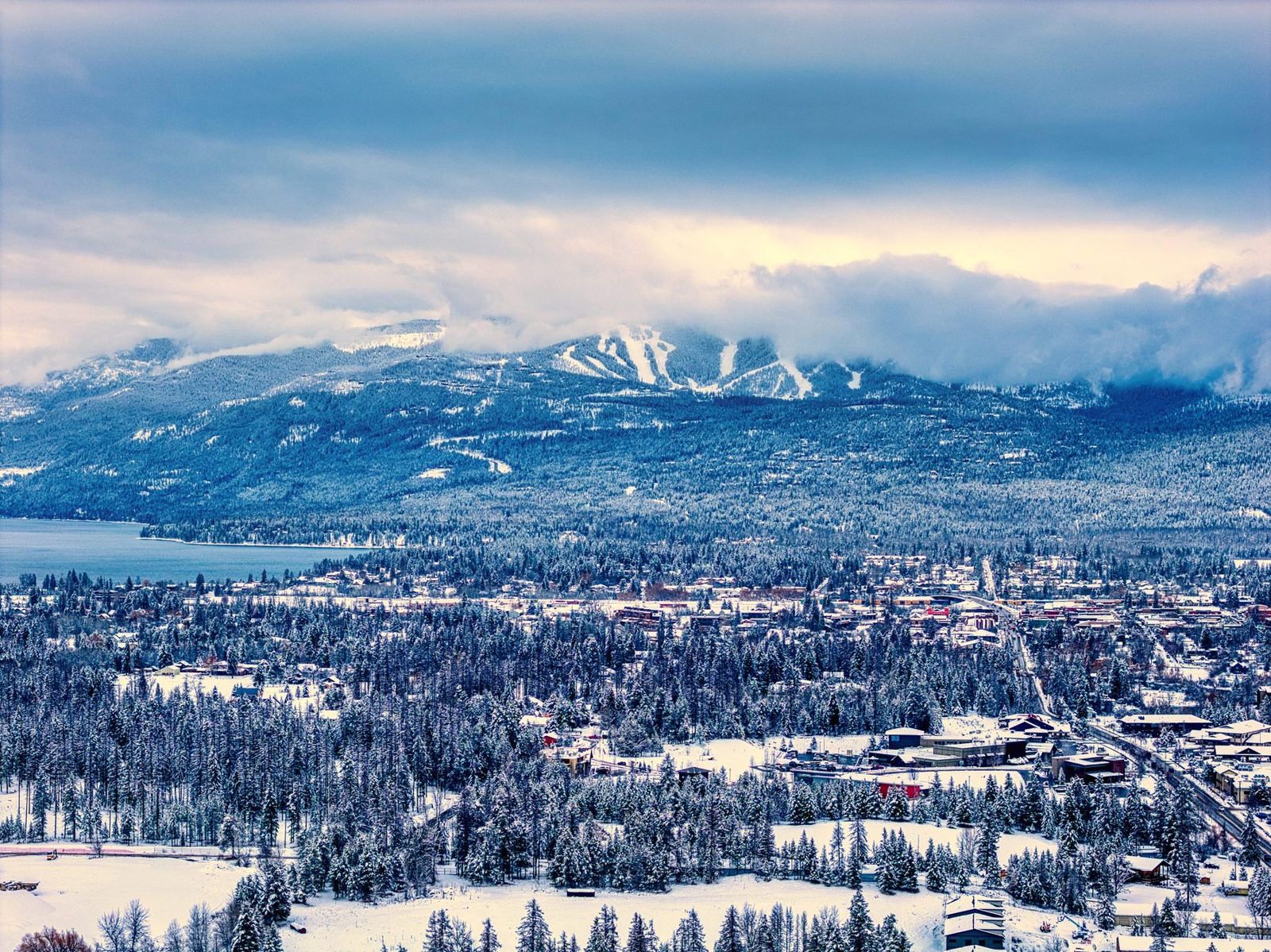 Winter ski hill above Whitefish, Montana